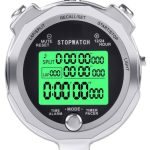 Digital Stopwatch Timer Metal Stop watch Multi-lapsSplits LED Back Light 0.001second Timing