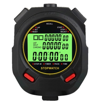 Digital Stopwatch Timer Multi-lapsSplits 0.01second Timing LED Back Light