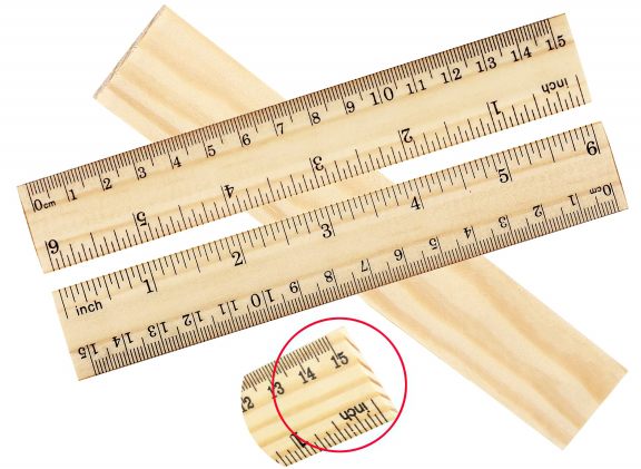 Measuring Rulers Wood Straight Rulers Metric & Inch scale 6 Inch 15 cm 150mm